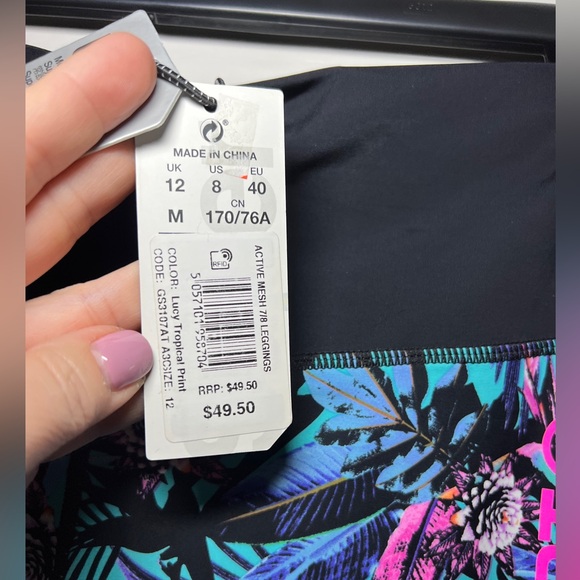 New Women's Superdry Active Mesh 7/8 Lucy Tropical Print Yoga Workout Size 8 - Picture 4 of 9